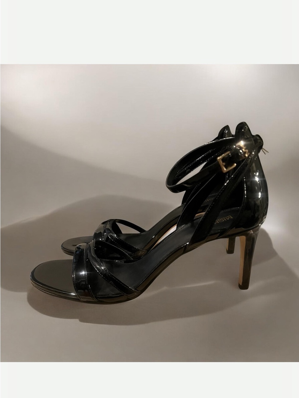 MICHAEL KORS Black Patent Leather Ankle-Strap Heels